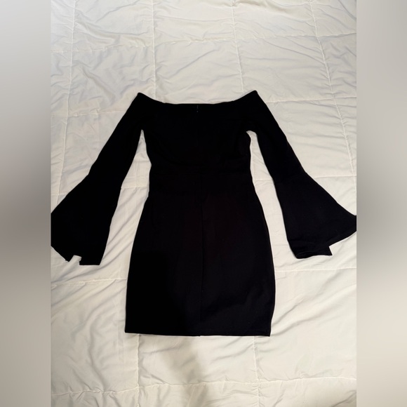 Lulus Black Bell Sleeve Off the Shoulder Mini Party Dress Size S - Picture 5 of 7